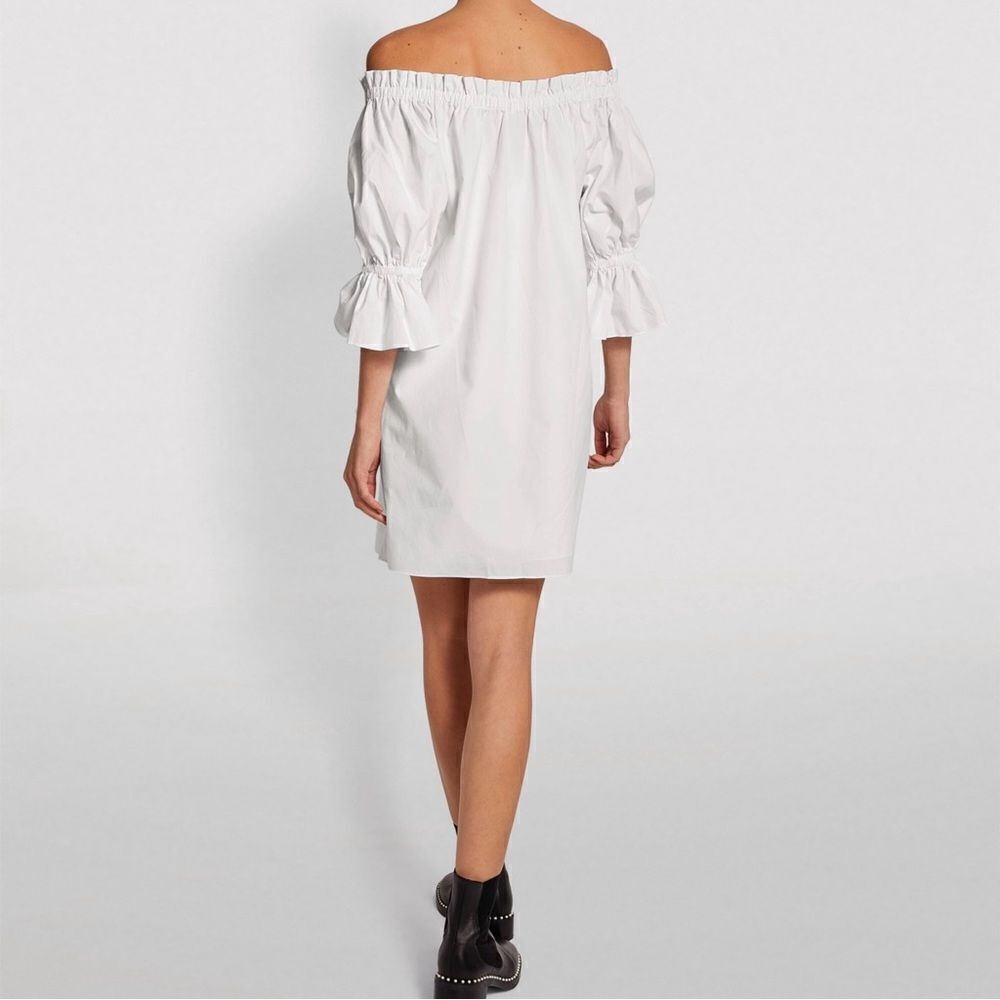 Alice + Olivia Paolo Smocked Off Shoulder‎ Tunic Dress White XS Mini Cotton - Picture 6 of 14